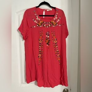 Umgee Floral Embroidered Dress